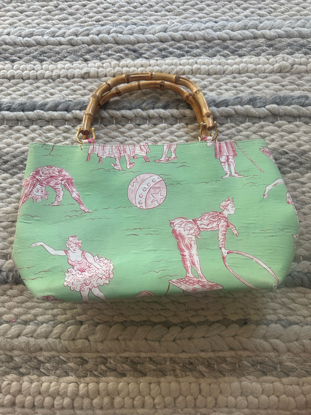 Melly M boutique purse with bamboo handed. Unique print!